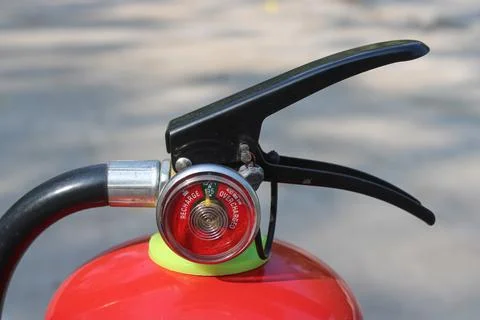 Close-Up of Fire Extinguisher Pressure Gauge Needle Stock Photos