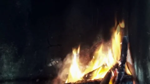 Close Up of fire in fireplace. Stock Footage 84719673