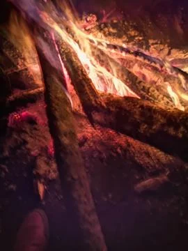 Close the fire flame of marching fire, super slow motion of burning wood. Bri Fotos Stock