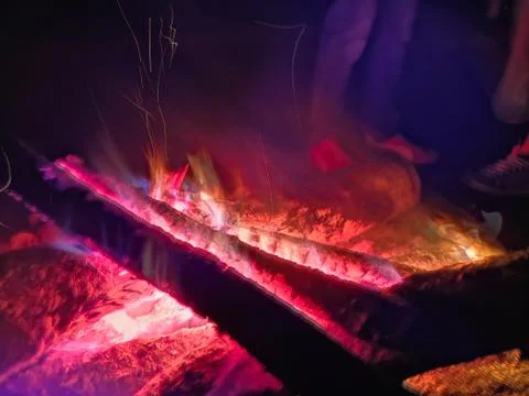 Close the fire flame of marching fire, super slow motion of burning wood. Bri Stock Photos