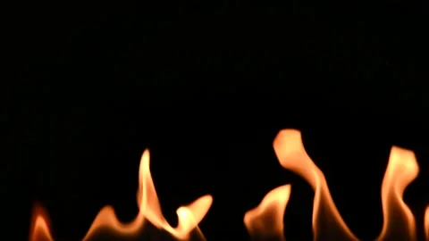 Close up fire flames isolated on black background Stock Footage 163538476