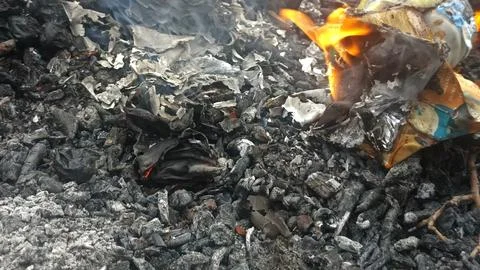 Close up of a fire in the garden, fire background Stock Photos
