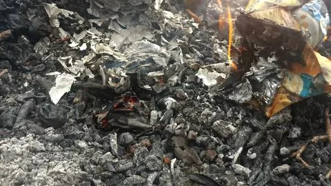 Close up of a fire in the garden, fire background Stock Photos