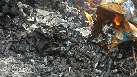 Close up of a fire in the garden, fire background Stock Photos