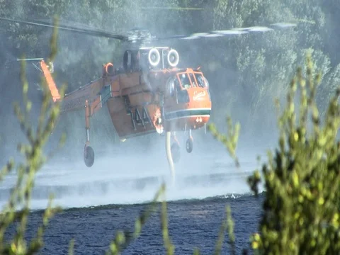 Close Up Fire Helicopter Filling Up Stock Footage 78146274