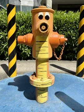 Close Up of Fire Hydrant Painted as Funny Character Stock Photos