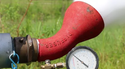 Close Up of Fire Hydrant Pressure Valve While Flushing Stock Footage 52889104