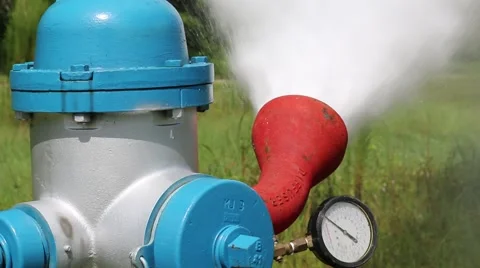Close Up of Fire Hydrant Pressure Valve While Flushing Stock Footage 52889188