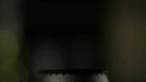 Close-up fire lights up on a home burner gas burner Stock Footage 113613232