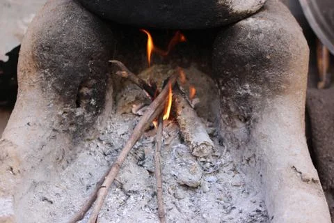 A close up of a fire Stock Photos