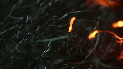 Close-Up Fire in Steel Wool Stock Footage 74524153