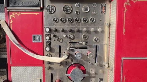 Close up of a fire truck side panel Stock Footage 322544387