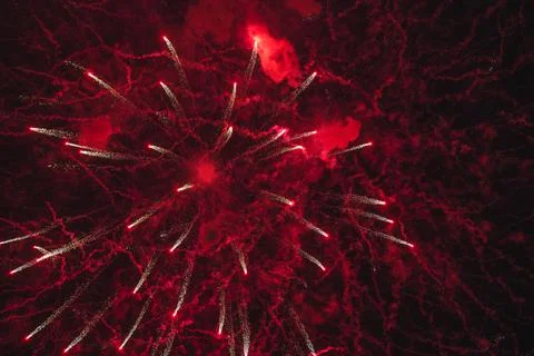 Close up of fire work explosion red and white Stock Photos