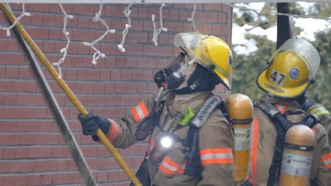 Close up on firemen Stock Footage 103301824