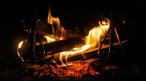 Close up of fireplace and wood burning 4k Stock Footage 43388424