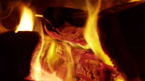 Close up fireplace in the evening Stock Footage 42256573