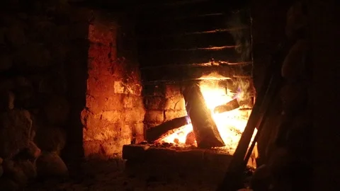 Close-up of fireplace Stock Footage 113819187