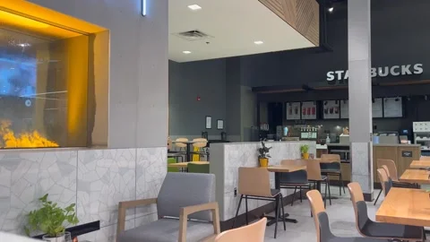 Close-up of the fireplace at the restaurant Video stock 246745141