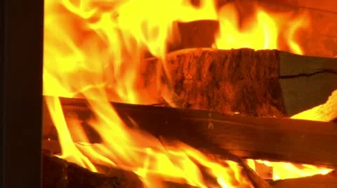 Close-up on firewood burning Stock Footage 21571105