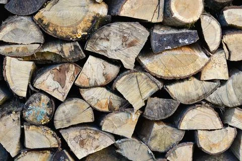 A close-up firewood stack background Stock Photos