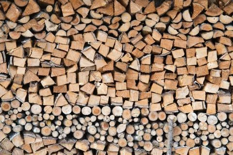 Close up on Firewood texture or background, wood ready for winter 写真素材