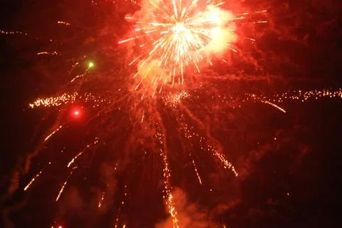 Close up firework photo with fire sparkles and flowers Stock Photos