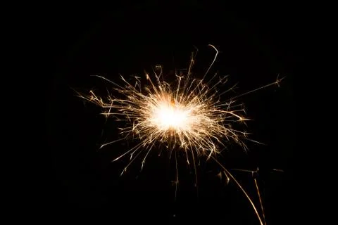 Close up firework sparkler isolated on black color background Stock Photos