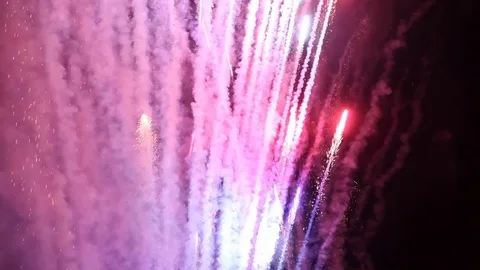 Close-up of fireworks display shooting upward Stock Footage 81217480