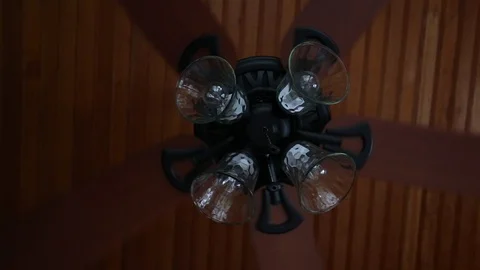 Close up of Five (5) blade Ceiling Fan - CU Stock Footage 129797799