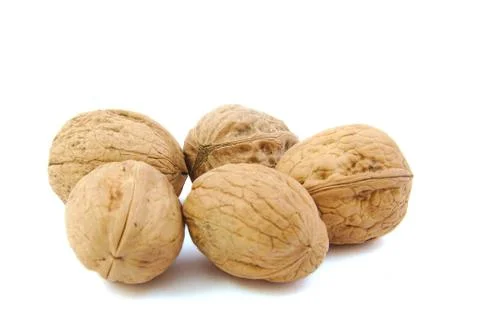 Close-up of five nuts Stock Photos