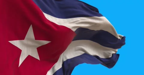 Close up of the flag of Cuba. The Cuba flag flutters in the wind. Stock Footage 156792307