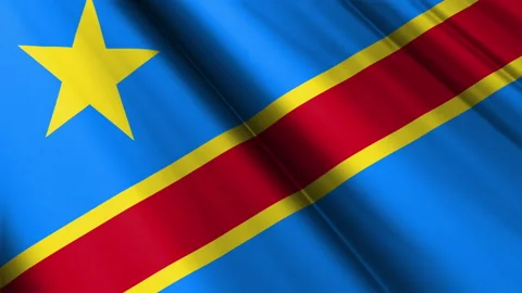 Close up flag of Democratic Republic of the Congo waving fluttering background Stock Footage 271519810