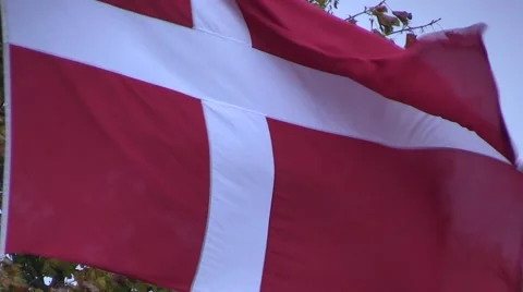 Close-up of the flag of Denmark, the Dannebrog Video stock 42973113