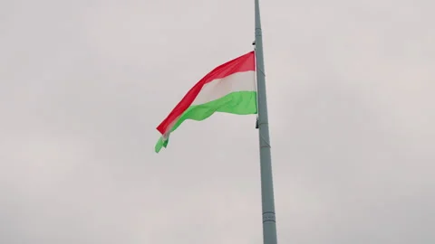 Close up of flag fabric moving in wind showing texture color Stock Footage 326067695