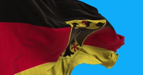 Close up of the flag of Germany. The German flag flutters in the wind. Stock Footage 156797439