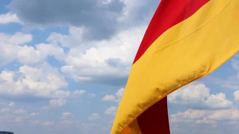 Close up of Flag of Germany waving in the wind. German national flag is fly.. Stock-Footage 278063465