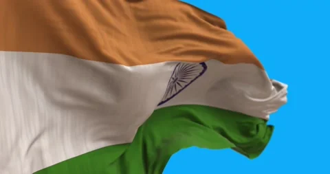 Close up of the flag of India. The flag of India flutters in the wind. Stock Footage 156797928