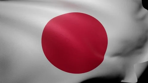 Close up of flag of Japan waving in wind. Flag background 4K UHD 60FPS Stock Footage 120152135