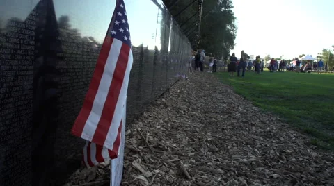Close up of flag next to Vietnam Wall That Heals. Stock Footage 47389920