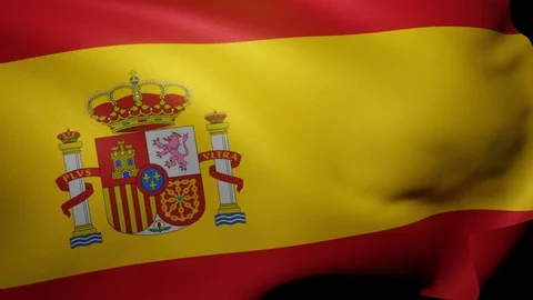Close up of Flag of spain video waving in wind. Flag background 4K UHD 60FPS Stock Footage 120515369