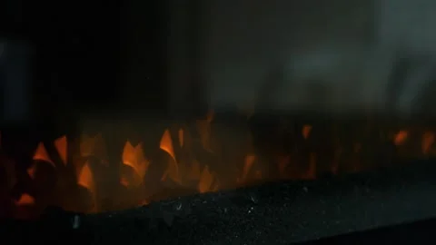 Close-up flame in a bio-fireplace Stock Footage 285576130