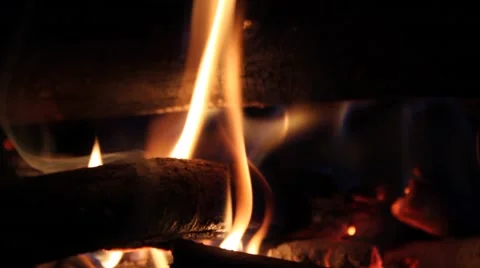 Close-up of a flame in a campfire Stock Footage 44446942