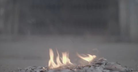 Close-up of flames and ashes burning outdoors. Stock-Footage 330155845