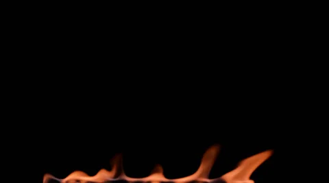 Close up of flames on black background, alpha channel integrated Видео 40426956