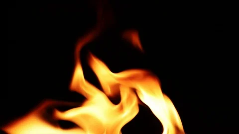 Close Up of flames burning on black background Stock Footage 110728071