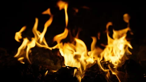 Close-Up Flames Burning in Darkness Stock Footage 346176219