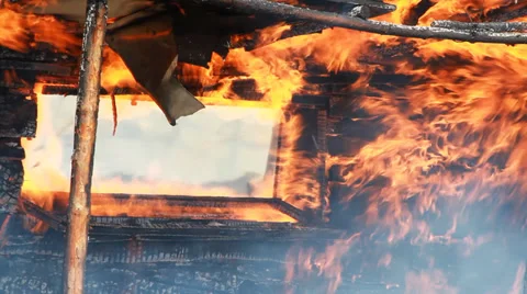 Close up of Flames Burning Wood. Stock Footage 38040875