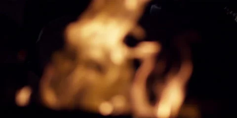 Close up of flames from a camp fire. Video stock 46870751