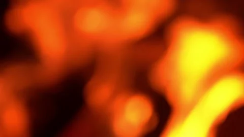 Close-up, flames from fire. Night bonfire, logs are burning, sparks are flying Stock Footage 230075166