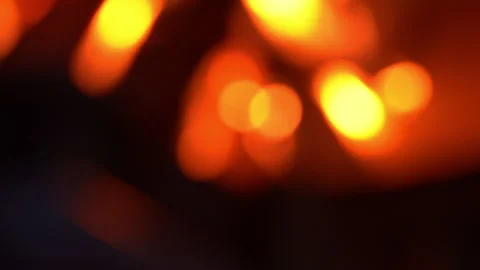 Close-up, flames from fire. Night bonfire, logs are burning, sparks are flying Stock Footage 230127498